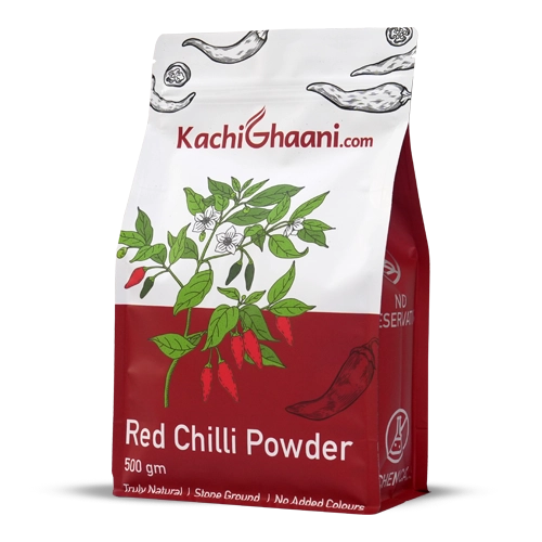 Flat bottom spice packaging pouch for red chilli powder with custom printing
